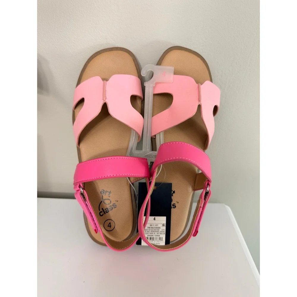 Art Class Auden Sandals Girls Size 4 Pink Two Tone Hook Loop NWT